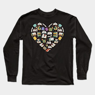 Book Lover Heart Librarian Bookworm Gift design Long Sleeve T-Shirt